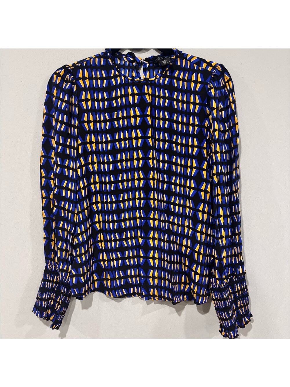 Rachel Zoe Geometric Blue and Yellow Blouse
